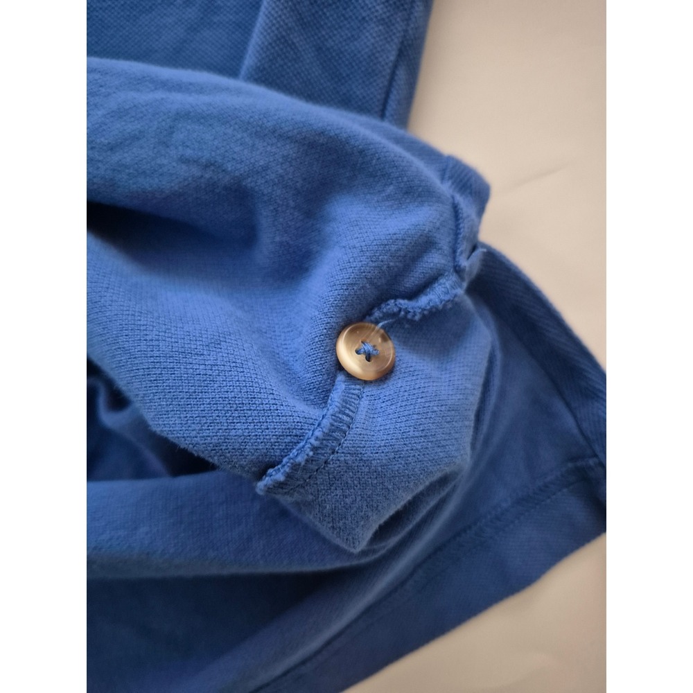Perlis Blue Polo Shirt Men's Medium Lobster Logo Peruvian Cotton Casual - Picture 5 of 5